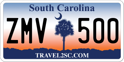 SC license plate ZMV500