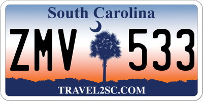 SC license plate ZMV533