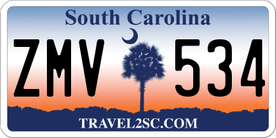 SC license plate ZMV534