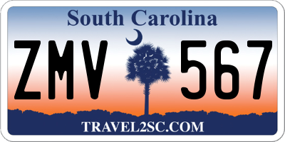 SC license plate ZMV567
