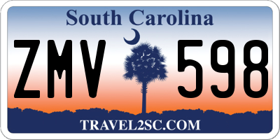SC license plate ZMV598