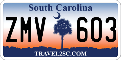 SC license plate ZMV603