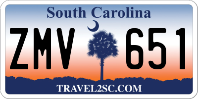 SC license plate ZMV651