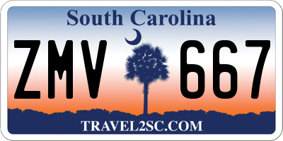 SC license plate ZMV667