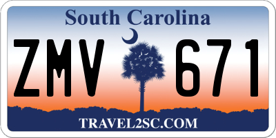 SC license plate ZMV671