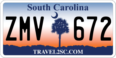 SC license plate ZMV672