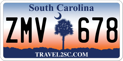 SC license plate ZMV678