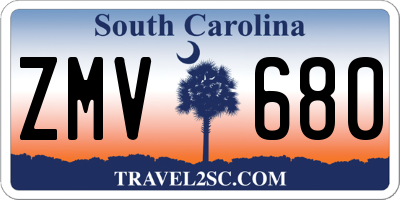 SC license plate ZMV680