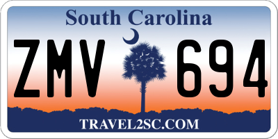 SC license plate ZMV694