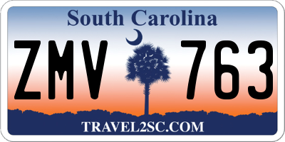 SC license plate ZMV763