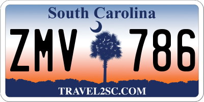 SC license plate ZMV786