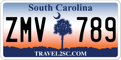 SC license plate ZMV789