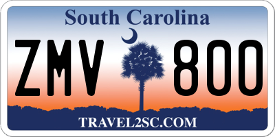 SC license plate ZMV800