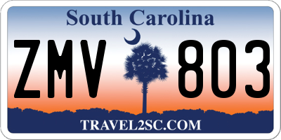 SC license plate ZMV803