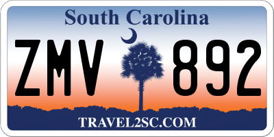 SC license plate ZMV892