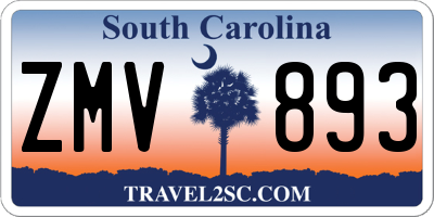 SC license plate ZMV893