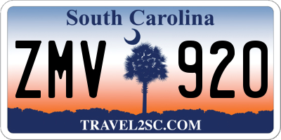 SC license plate ZMV920