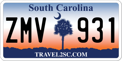 SC license plate ZMV931