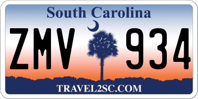 SC license plate ZMV934
