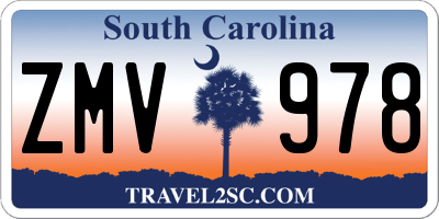 SC license plate ZMV978