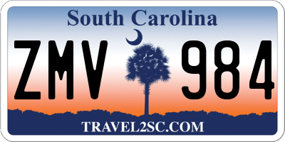 SC license plate ZMV984