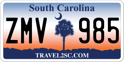 SC license plate ZMV985