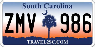 SC license plate ZMV986