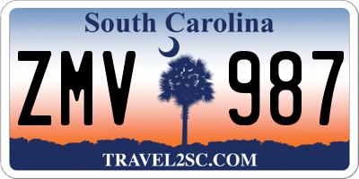 SC license plate ZMV987