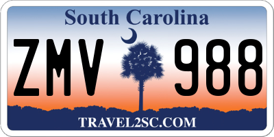 SC license plate ZMV988