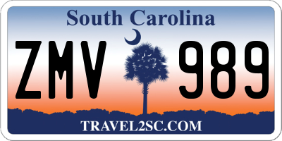 SC license plate ZMV989