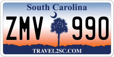 SC license plate ZMV990