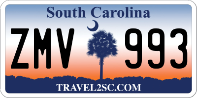 SC license plate ZMV993