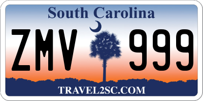 SC license plate ZMV999