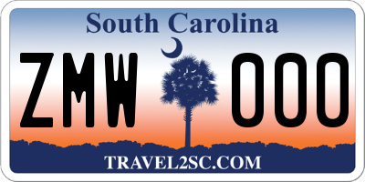 SC license plate ZMW000