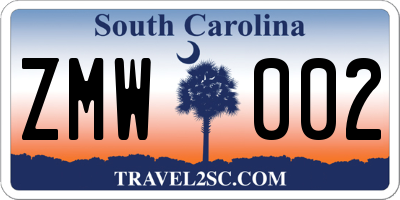 SC license plate ZMW002