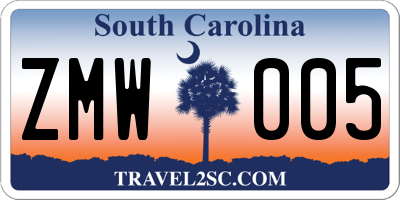 SC license plate ZMW005