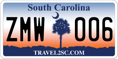 SC license plate ZMW006