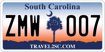 SC license plate ZMW007