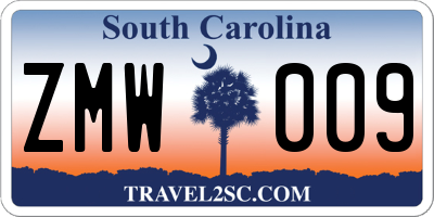 SC license plate ZMW009