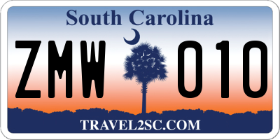 SC license plate ZMW010