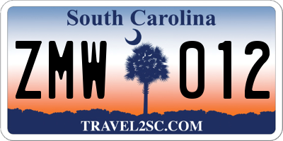 SC license plate ZMW012