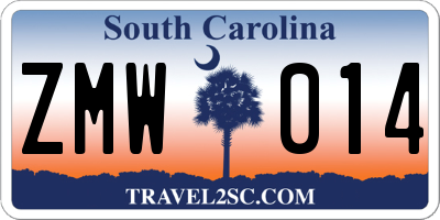 SC license plate ZMW014