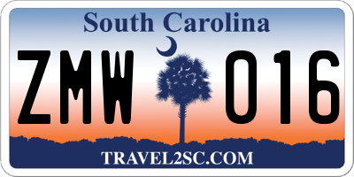 SC license plate ZMW016