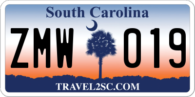 SC license plate ZMW019