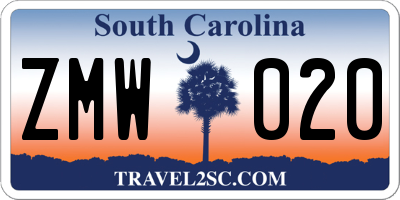 SC license plate ZMW020