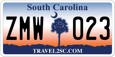SC license plate ZMW023