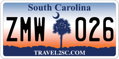 SC license plate ZMW026