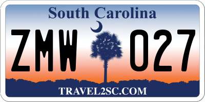 SC license plate ZMW027