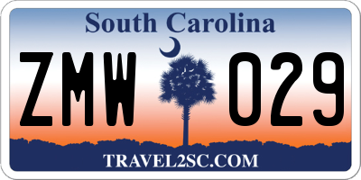 SC license plate ZMW029