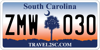 SC license plate ZMW030